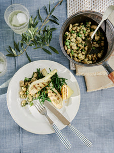 Charred fennel, samphire & beans with salsa verde