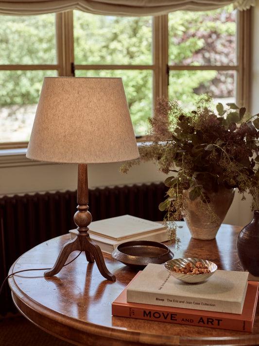 A warm welcome: wooden table lamps