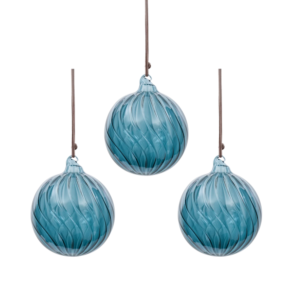 Avery Round Bauble, Large, Flax Blue - Set of 3