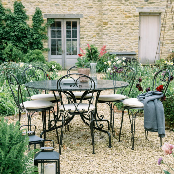 Neptune Seasonal_Garden_Outdoor dining tables default Boscombe 6 Seater Round Metal Garden Dining Table with Granite Top