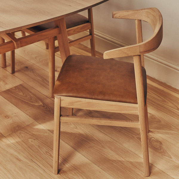 Neptune Chairs Borough Oak Dining Chair, Barnaby Leather