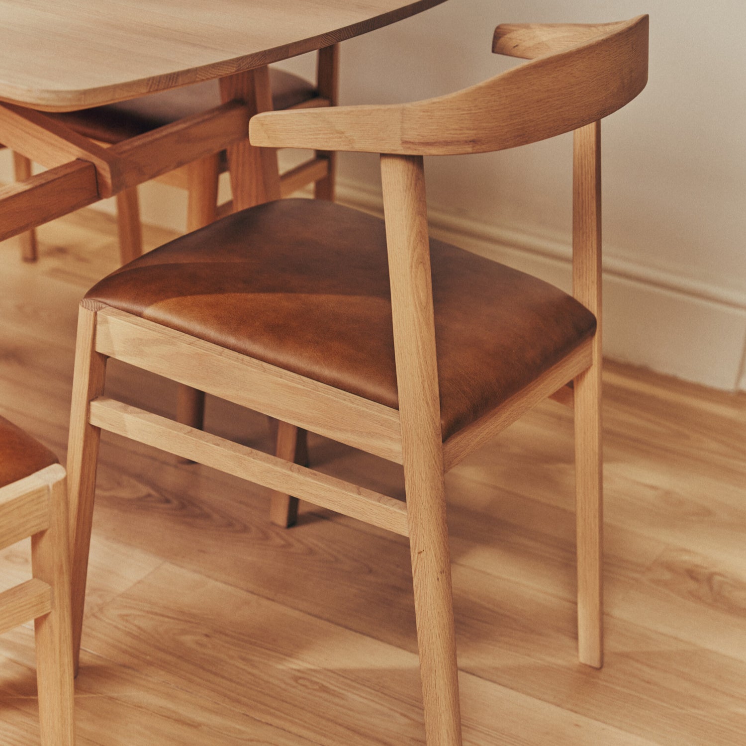 Neptune Chairs Borough Oak Dining Chair, Barnaby Leather