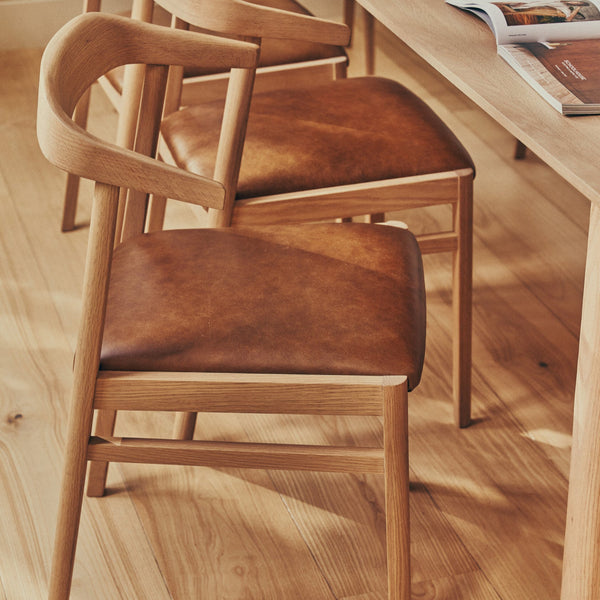 Neptune Chairs Borough Oak Dining Chair, Barnaby Leather