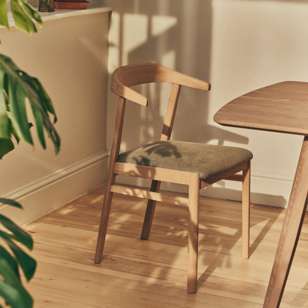 Neptune Chairs Borough Oak Dining Chair, Signature Linen Moss