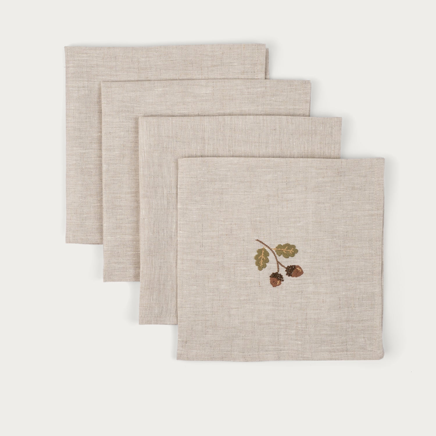 Neptune Accessories_Tabletop_Table linens default Acorn Embroidered Linen Napkins, Set of 4