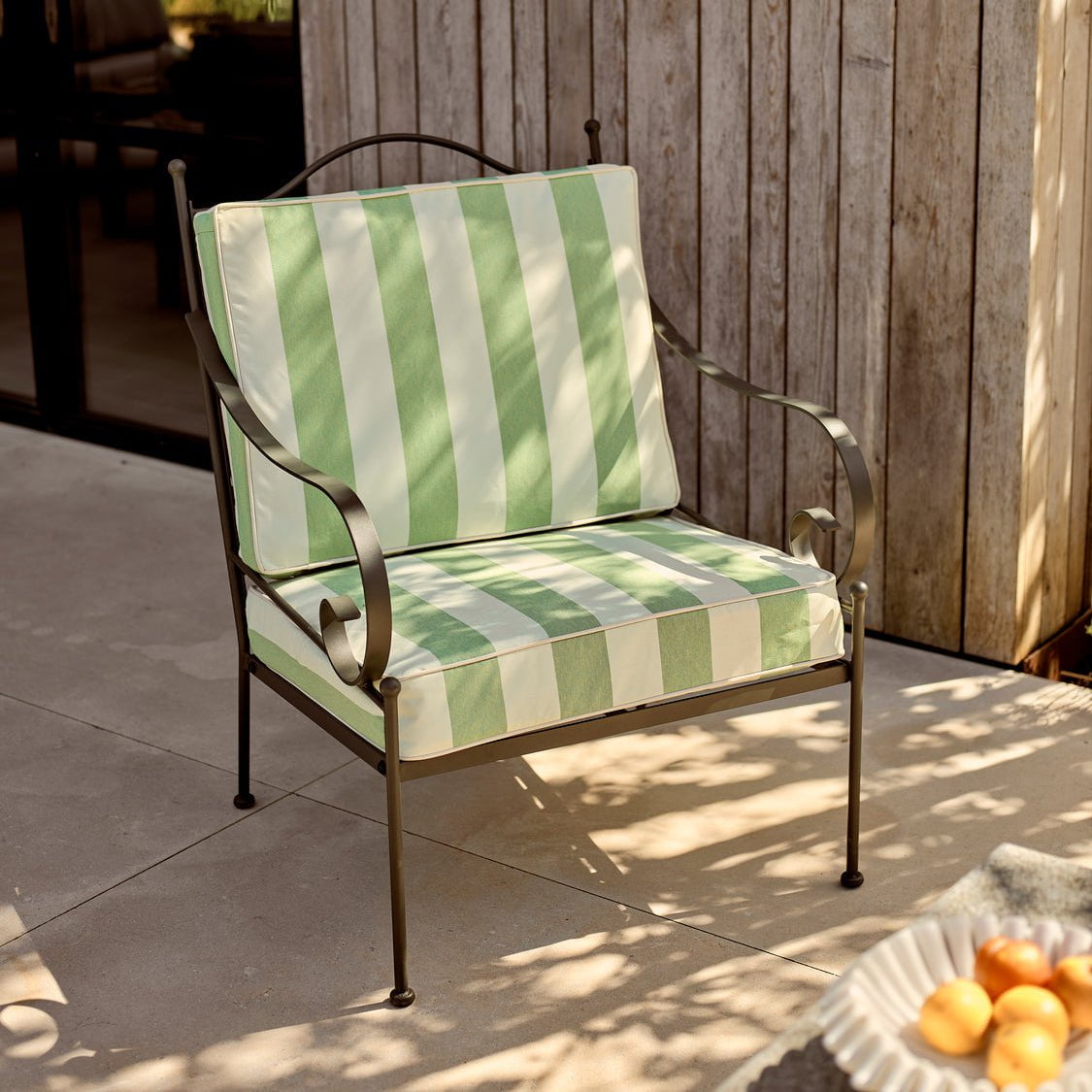 Neptune Sofas Green Stripe Cheltenham Armchair with Cushions