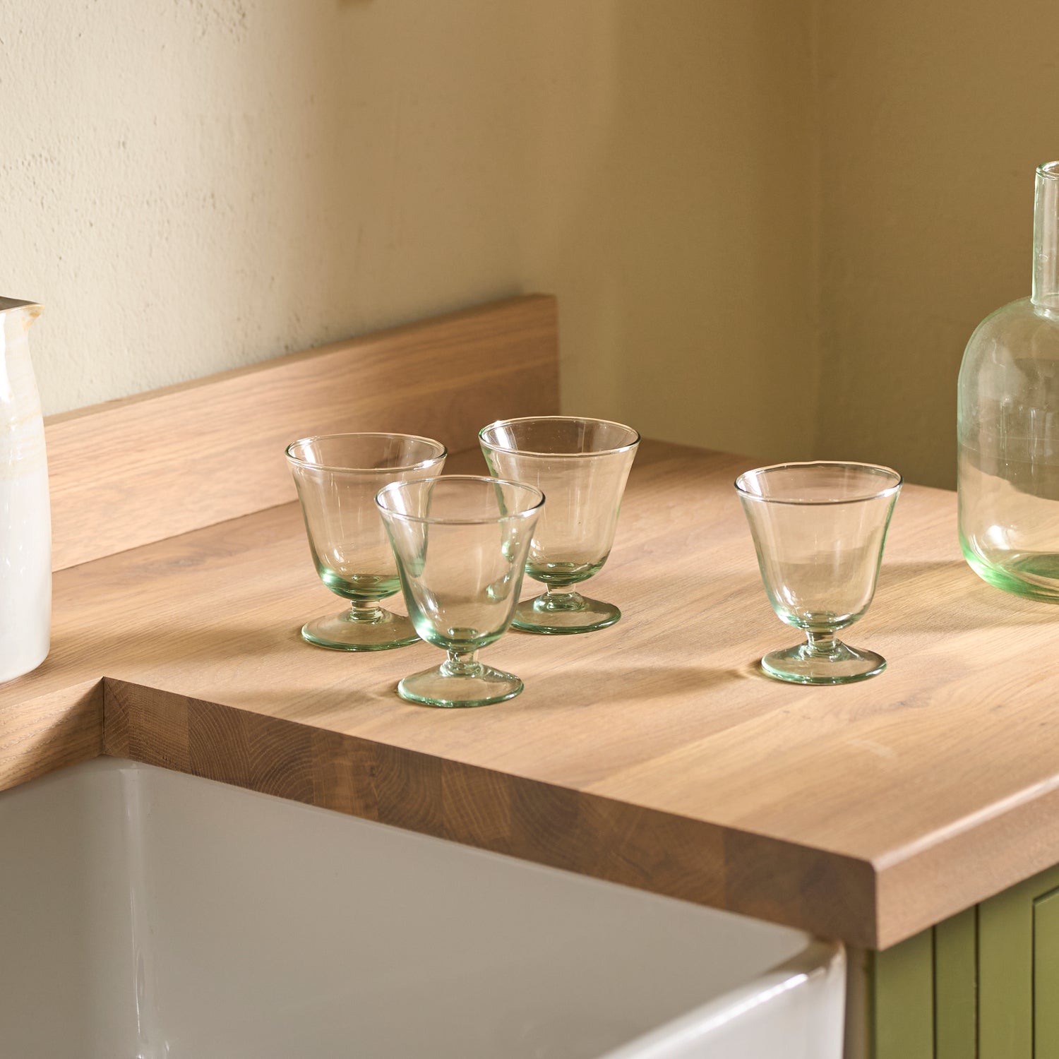 Neptune Glassware Primrose Green Bistro Glass, Set of 4