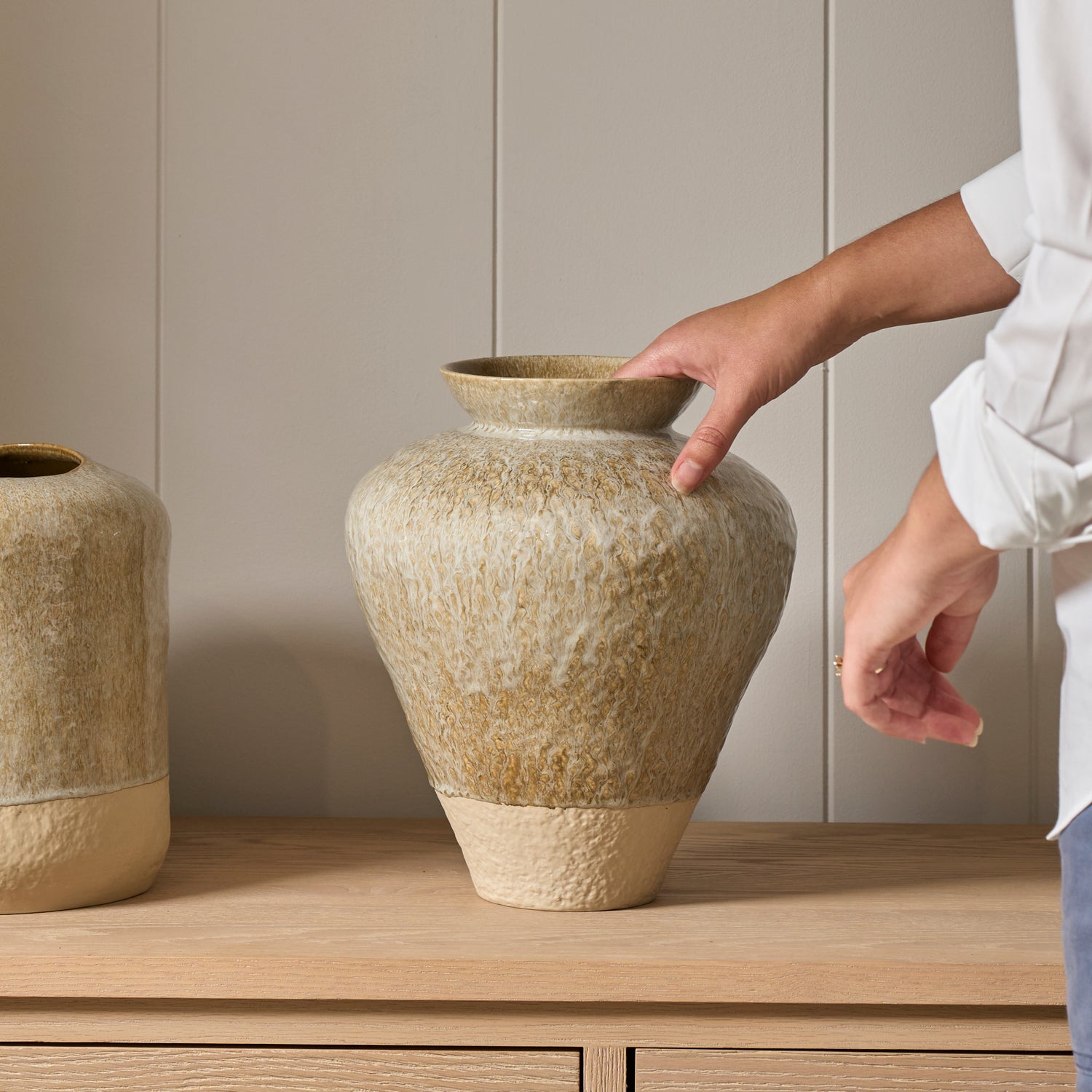 Neptune Accessories_Living accessories_Decorative accessories default Verwood Ceramic Urn Vase, Beige