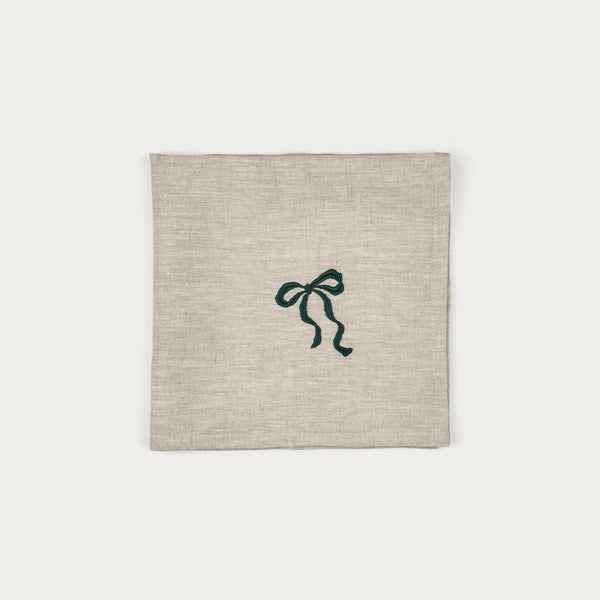Weihnachtsservietten mit Schleifenstickerei, Grün – 4er-Set