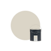 A paint can labeled Original Colours Neptune Snow Rock stands in front of a large circular swatch of the paint color on a white background.