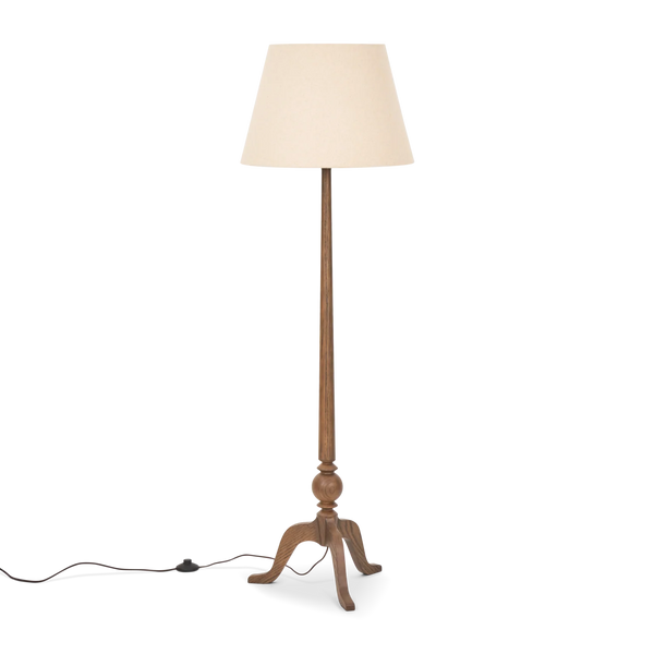 Thornbury darkened oak floor lamp on white background