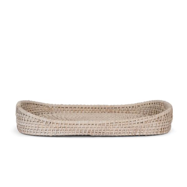 Tiverton rattan rectangular tray on white background