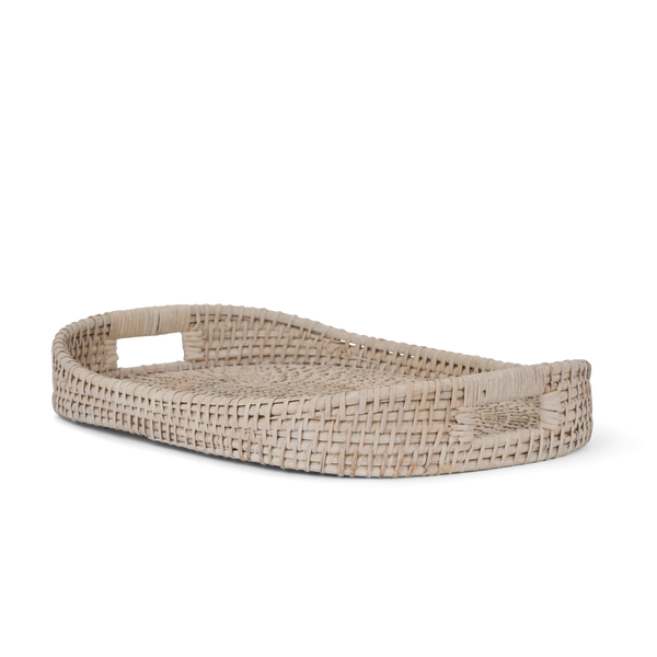 Tiverton rattan rectangular tray on white background