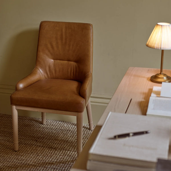 Ascot Dining Chair, Tan Leather