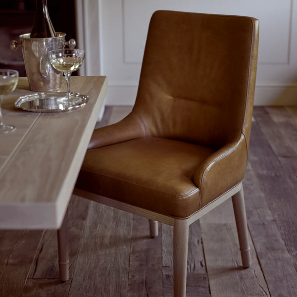 Ascot Dining Chair, Tan Leather