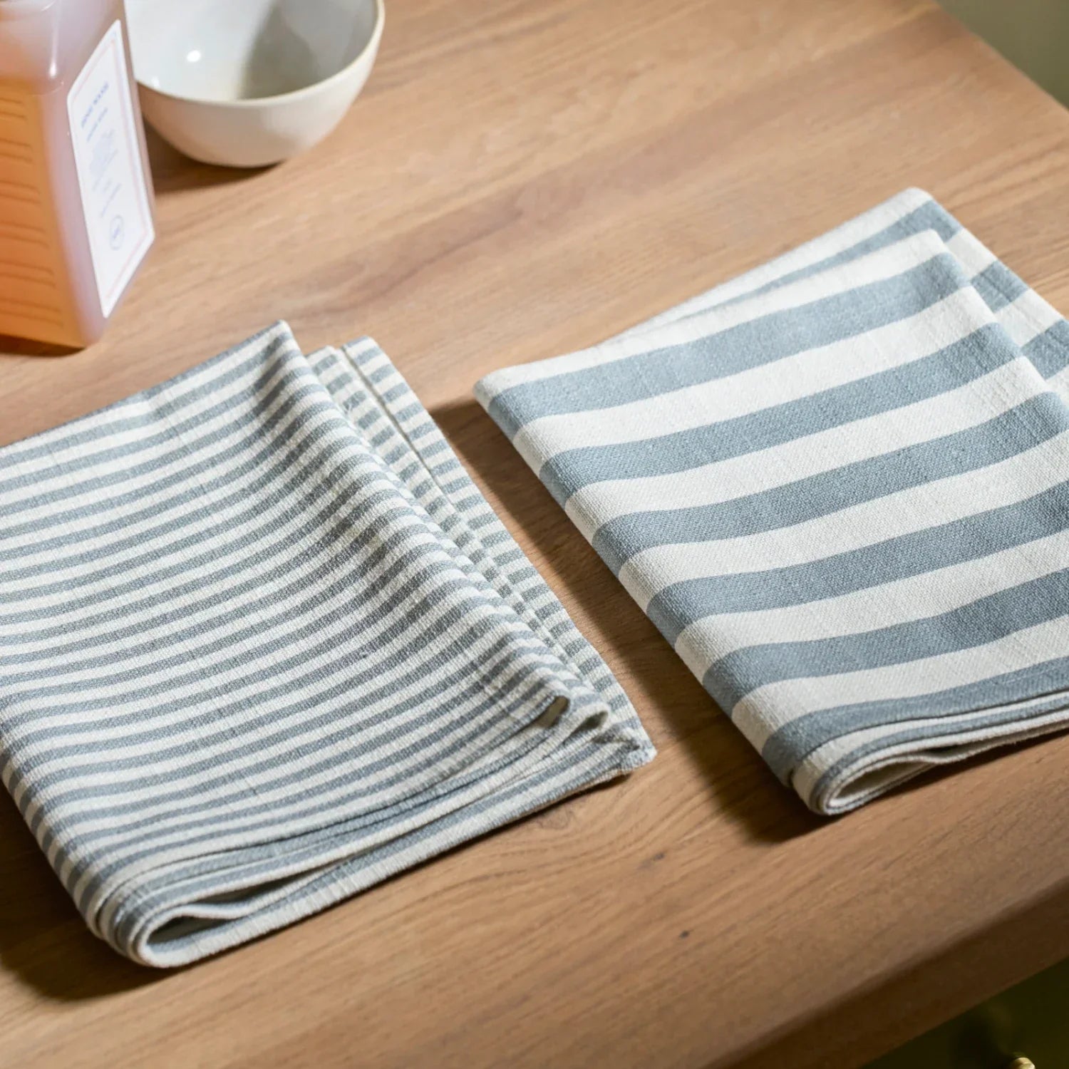 Neptune Accessories_Tabletop_Table linens default Aster Blue Striped Tea Towels, Set of 2