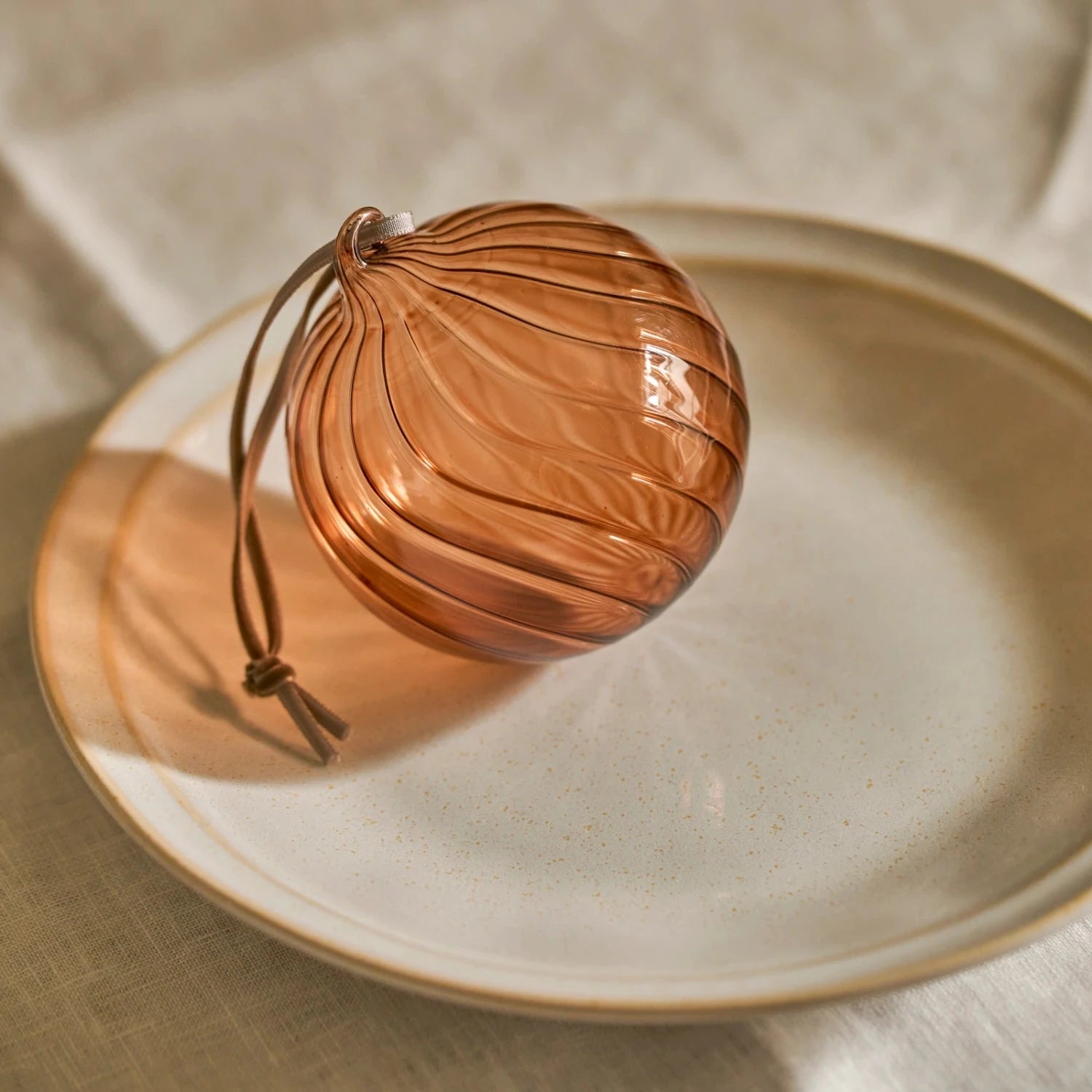 Neptune Seasonal_Christmas_Christmas tree decorations default Avery Small Glass Bauble, Apricot - Set of 6