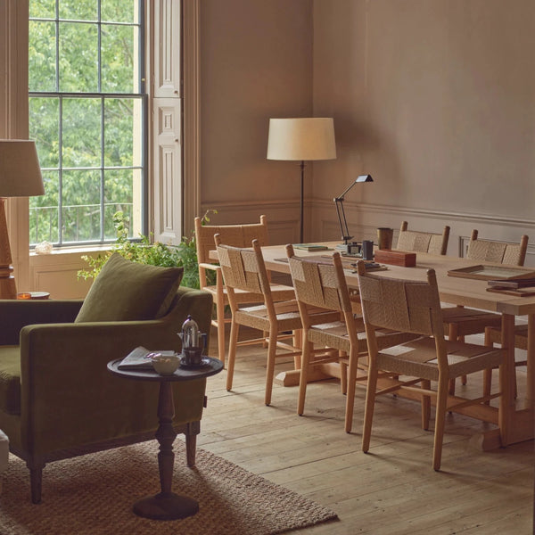 Neptune Battersea 8 Seater Oak Dining Table styled in an open plan living dining room