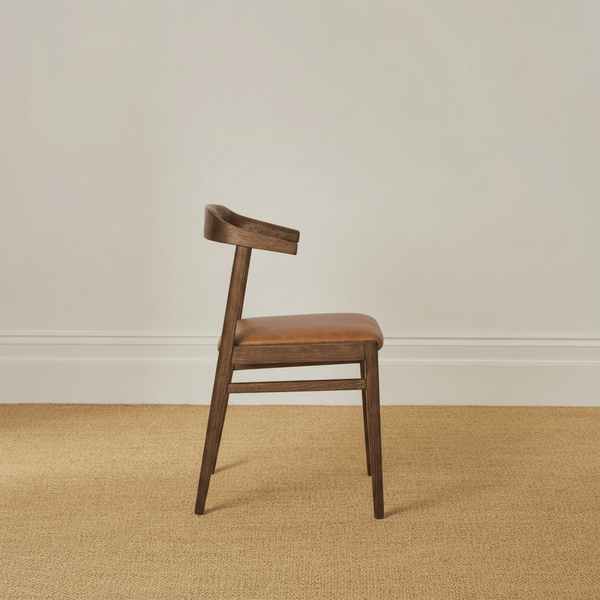 Neptune Furniture_Living & dining furniture_Dining & bar stools default Borough Darkened Oak Dining Chair, Tan Leather
