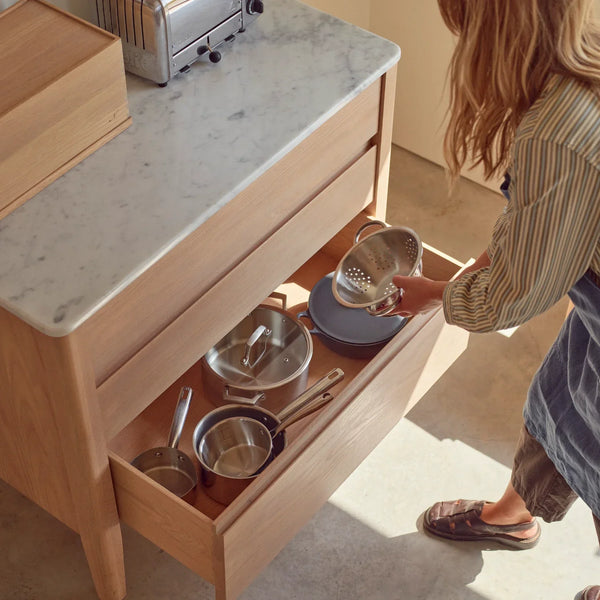 Neptune Kitchen_Kitchen furniture_Kitchen free standing default Borough Freestanding Oak Pan Drawer with Marble Top