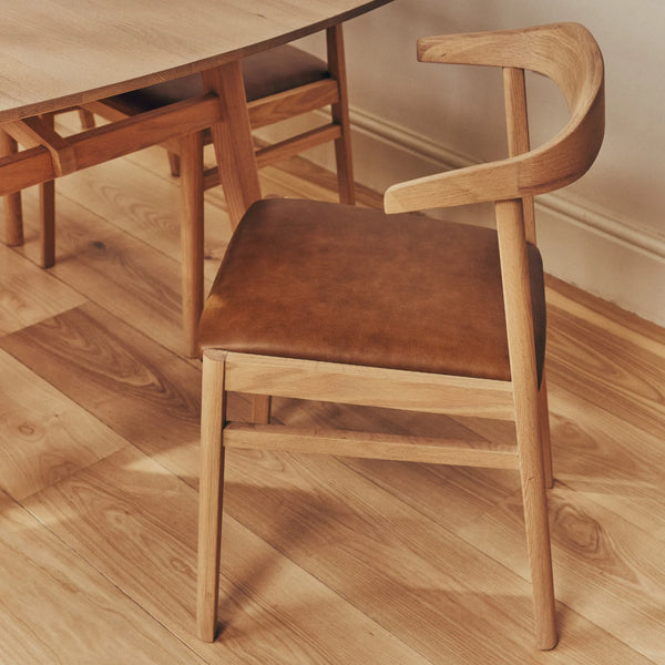 Neptune Furniture_Living & dining furniture_Dining & bar stools default Borough Oak Dining Chair, Tan Leather