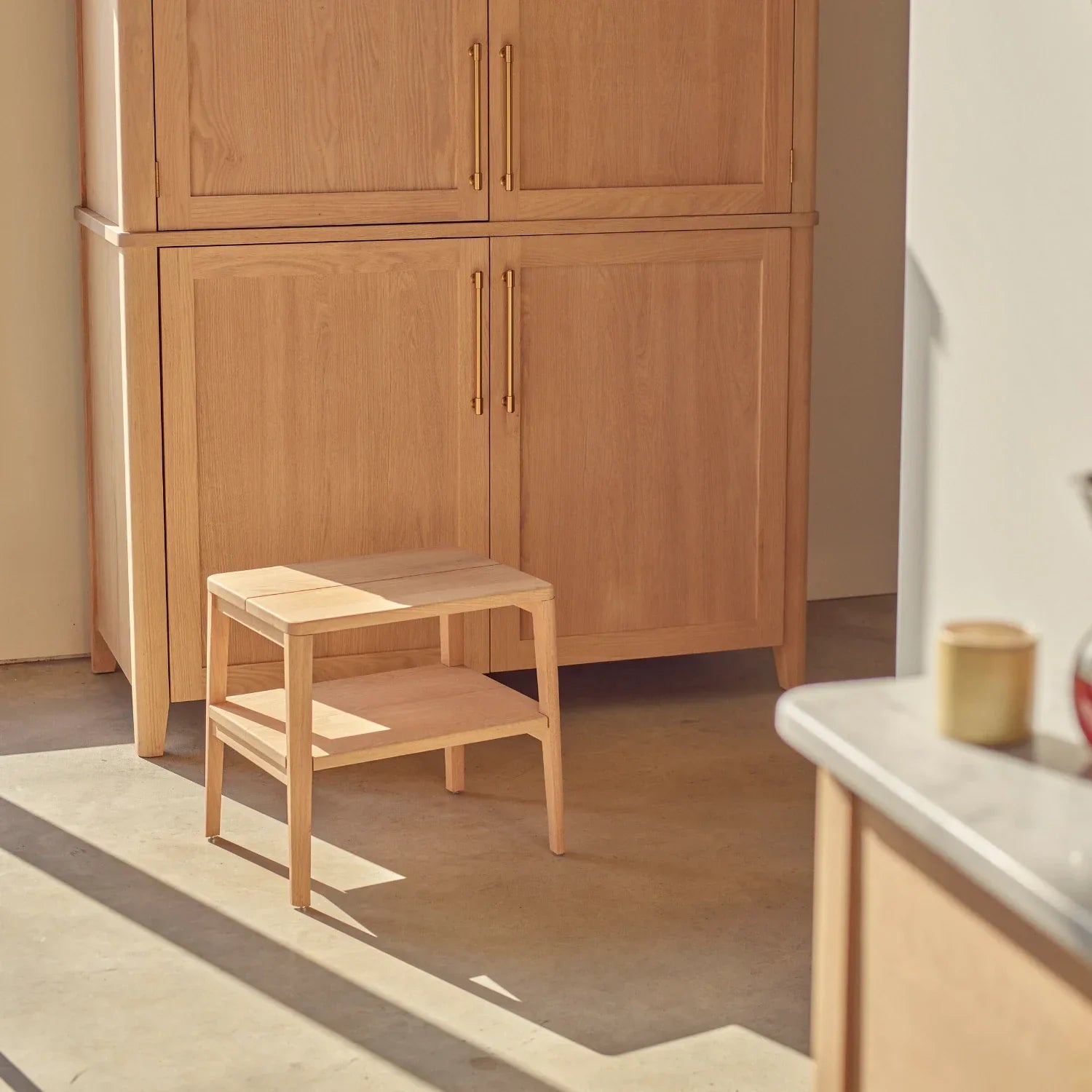 Neptune Furniture_Kitchen furniture_Kitchen other default Borough Oak Folding Step Stool