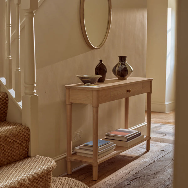 Bruton Oak Console Table with Drawer