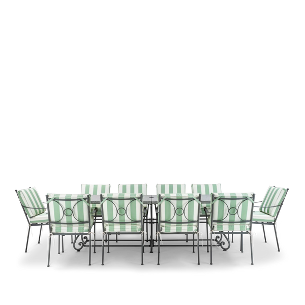 Neptune Seasonal_Garden_Outdoor sofas and relaxed chairs Green Stripe Cheltenham 10 Seater Metal Garden Dining Set