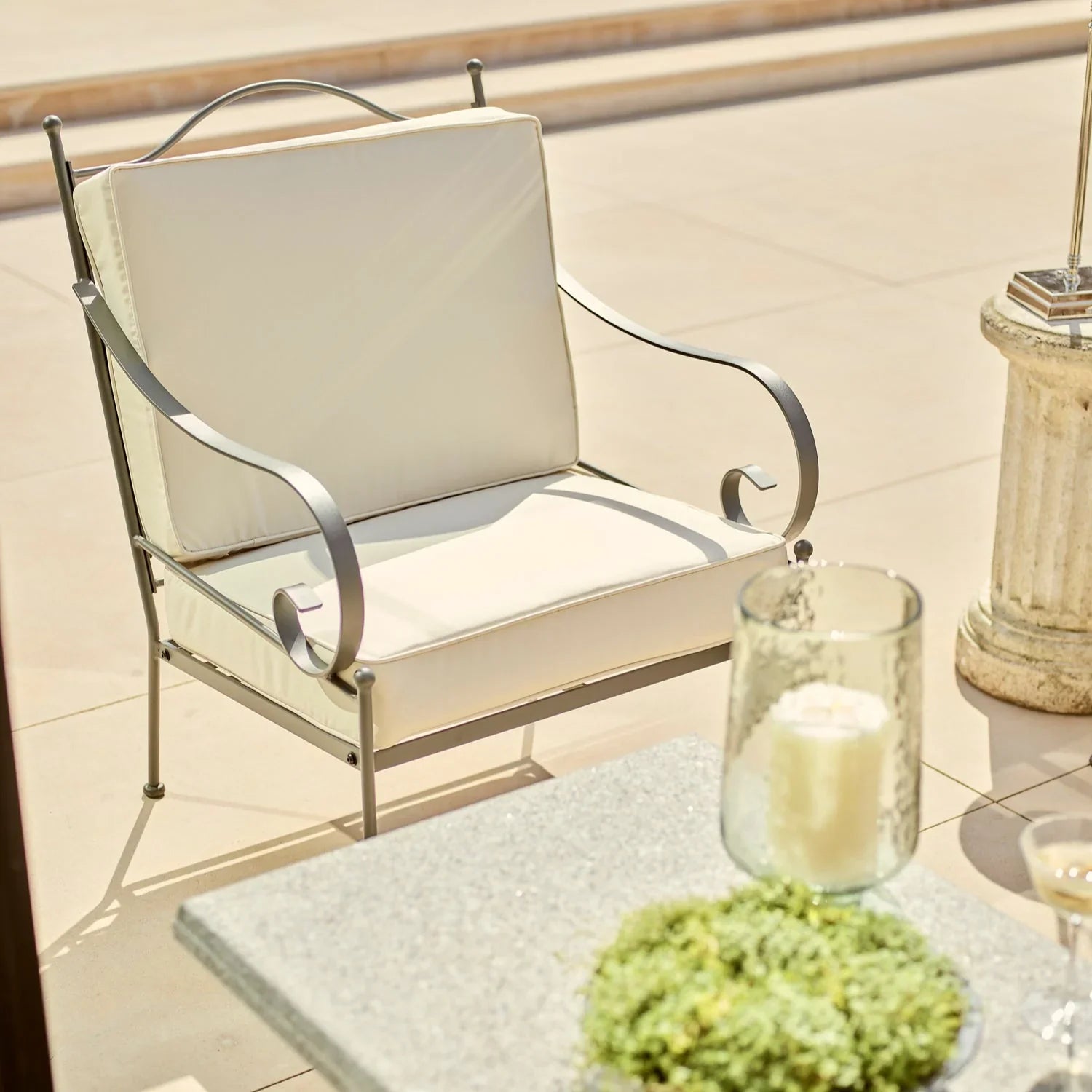 Neptune Seasonal_Garden_Outdoor sofas and relaxed chairs default Cheltenham 4 Seater Metal Garden Sofa Set with Granite Top Coffee Table, Natural