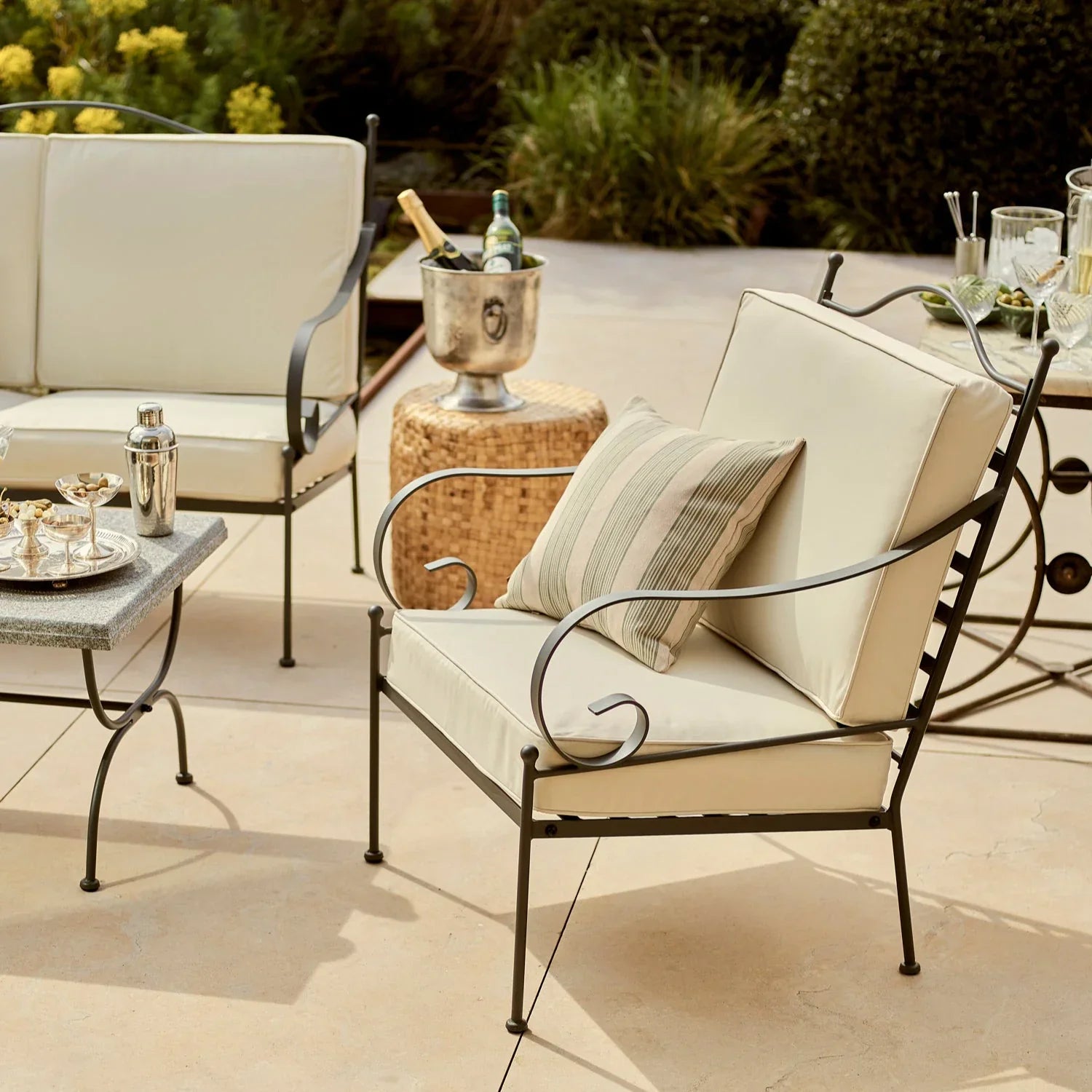 Neptune Seasonal_Garden_Outdoor sofas and relaxed chairs default Cheltenham 4 Seater Metal Garden Sofa Set with Granite Top Coffee Table, Natural