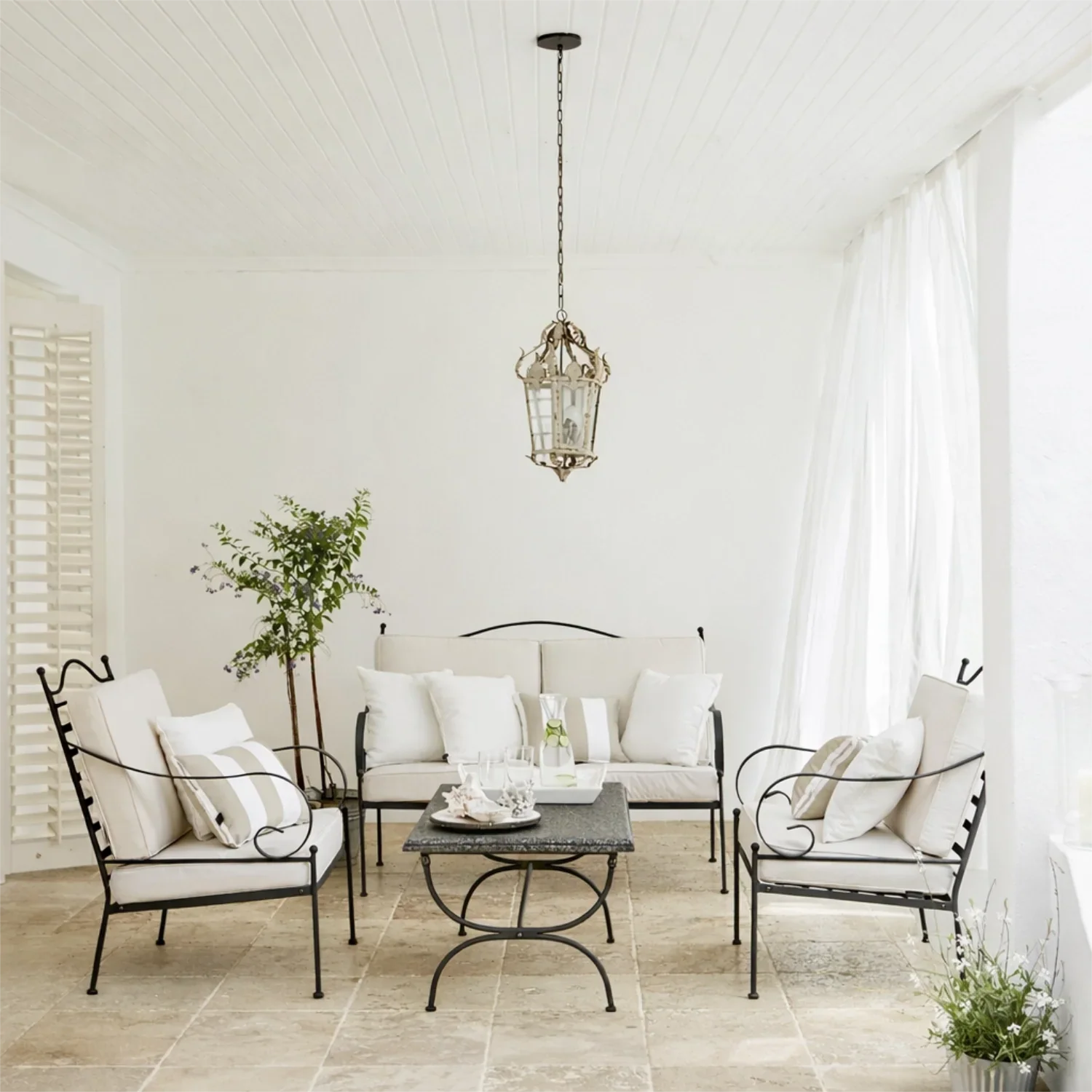 Neptune Seasonal_Garden_Outdoor sofas and relaxed chairs default Cheltenham 4 Seater Metal Garden Sofa Set with Granite Top Coffee Table, Natural