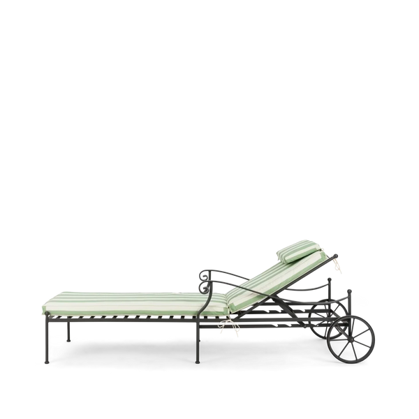 Neptune Seasonal_Garden_Outdoor loungers default Renewed Cheltenham Metal Sun Lounger, Green Stripe