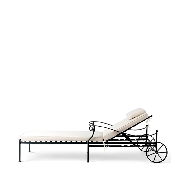 Neptune Seasonal_Garden_Outdoor loungers default Renewed Cheltenham Metal Sun Lounger, Green Stripe