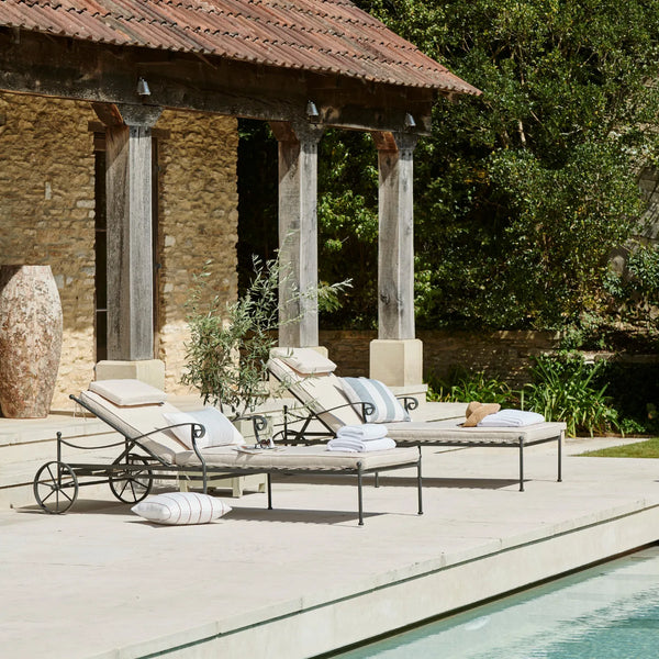 Neptune Seasonal_Garden_Outdoor loungers default Renewed Cheltenham Metal Sun Lounger, Green Stripe