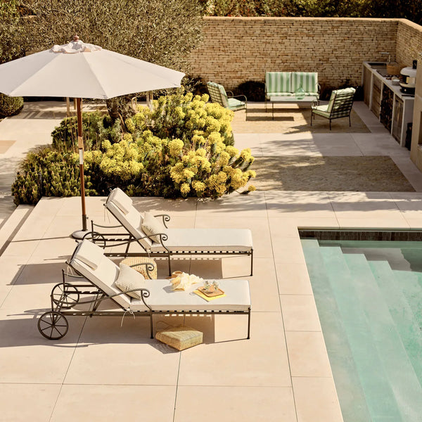 Neptune Seasonal_Garden_Outdoor loungers default Renewed Cheltenham Metal Sun Lounger, Green Stripe