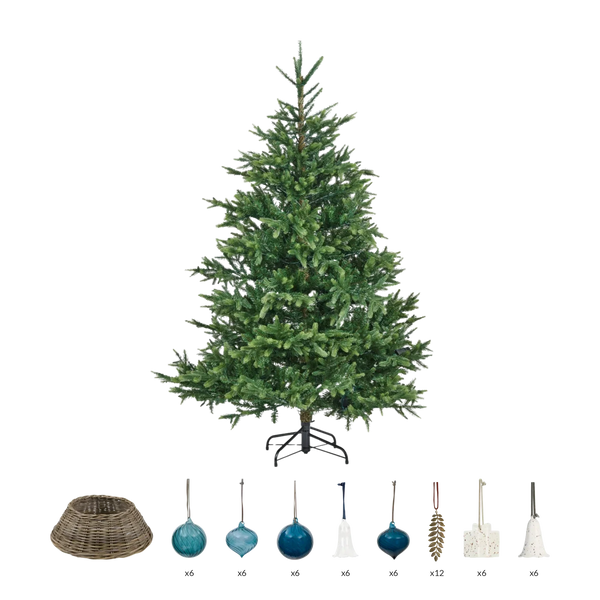 Blue Noel 6ft Pre-Lit Christmas Tree Set with Decorations