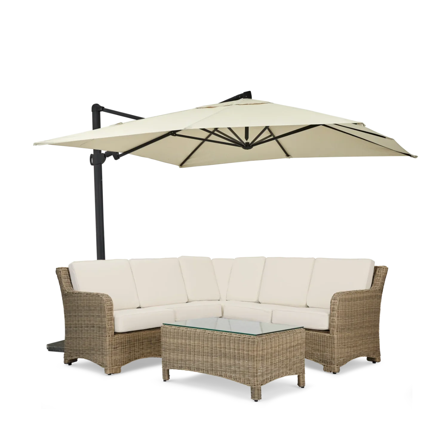 Neptune Seasonal_Garden_Outdoor coffee and side table default Compton 5 Seater Wicker Modular Garden Corner Sofa Set with Coffee Table & Parasol