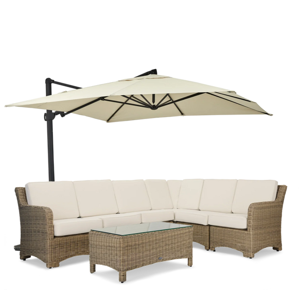Neptune Seasonal_Garden_Outdoor coffee and side table default Compton 6 Seater Modular Wicker Garden Corner Sofa Set with Coffee Table & Parasol