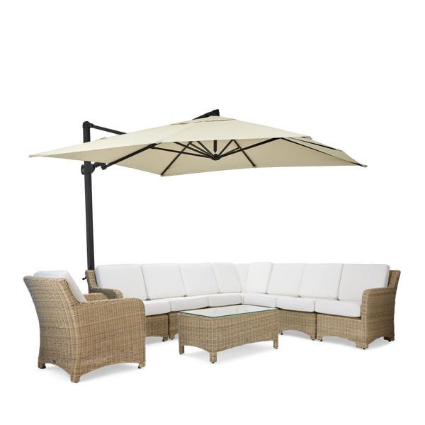 Neptune Seasonal_Garden_Outdoor coffee and side table default Compton 8 Seater Modular Wicker Garden Corner Sofa Set with Coffee Table & Parasol