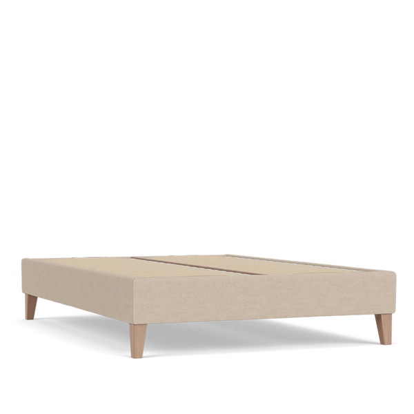 Neptune Beds default Francis Double Bed Base, Signature Linen Calico - Natural Oak Legs