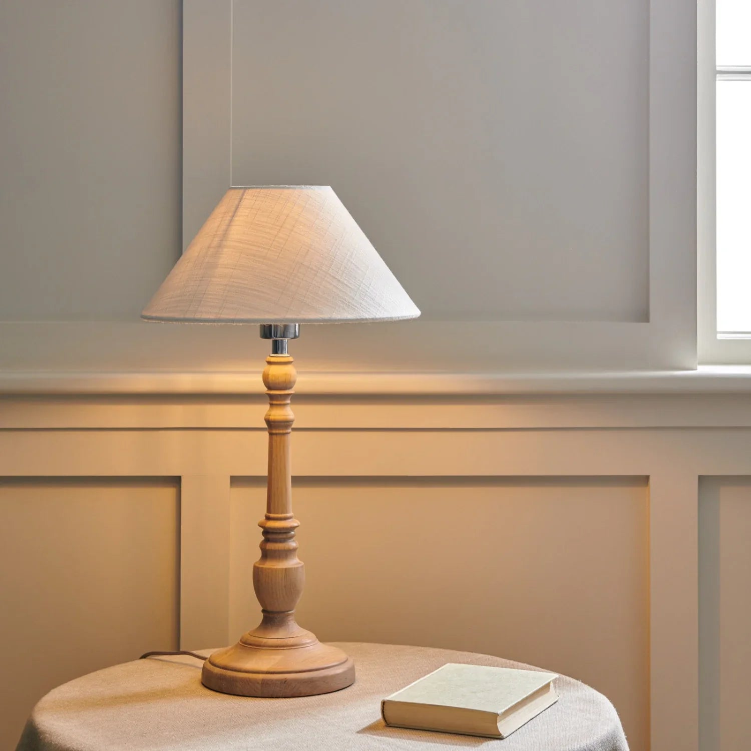 Neptune Accessories_Lighting_Table lamps Oliver 12" Warm White Highgate Small Seasoned Oak Table Lamp