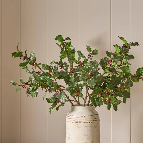 Neptune Seasonal_Christmas_Christmas accessories default Faux Holly Berry Spray, Burgundy