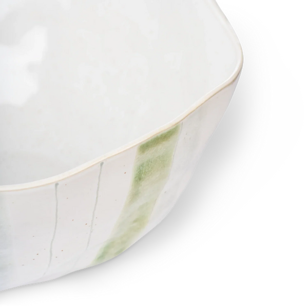 Neptune Accessories_Tabletop_Serveware default Hollywell Serving Bowl, Green Stripe