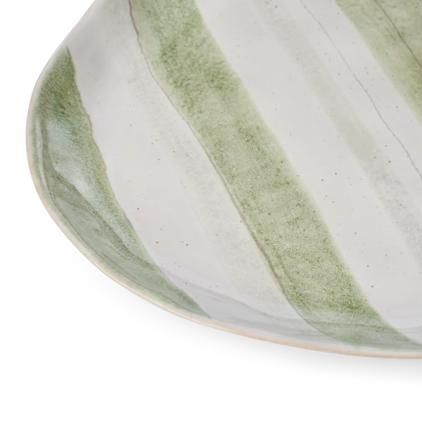Neptune Accessories_Tabletop_Serveware default Hollywell Round Platter, Green Stripe