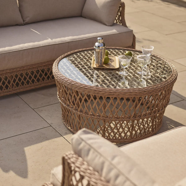 Neptune Seasonal_Garden_Outdoor coffee and side table default Longmeadow Round Wicker Garden Coffee Table