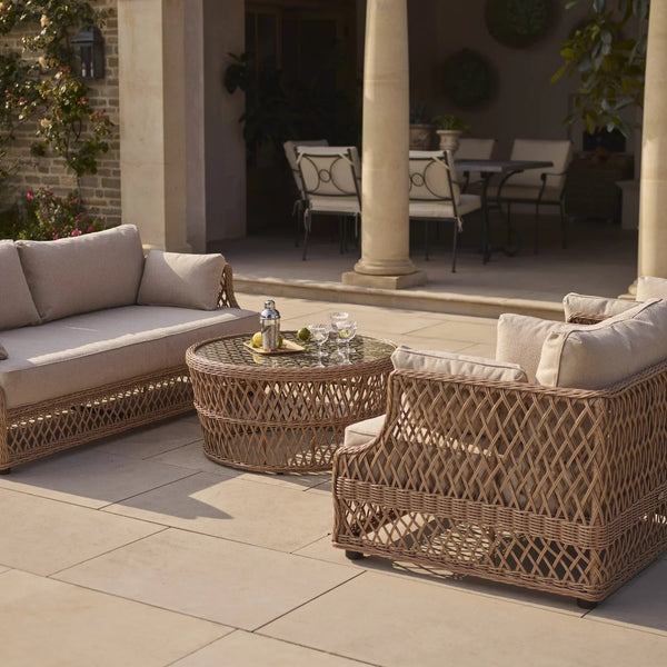 Neptune Seasonal_Garden_Outdoor coffee and side table default Longmeadow Round Wicker Garden Coffee Table