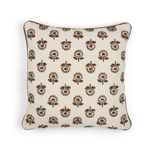 Margot Embroidered Scatter Cushion, Saddle