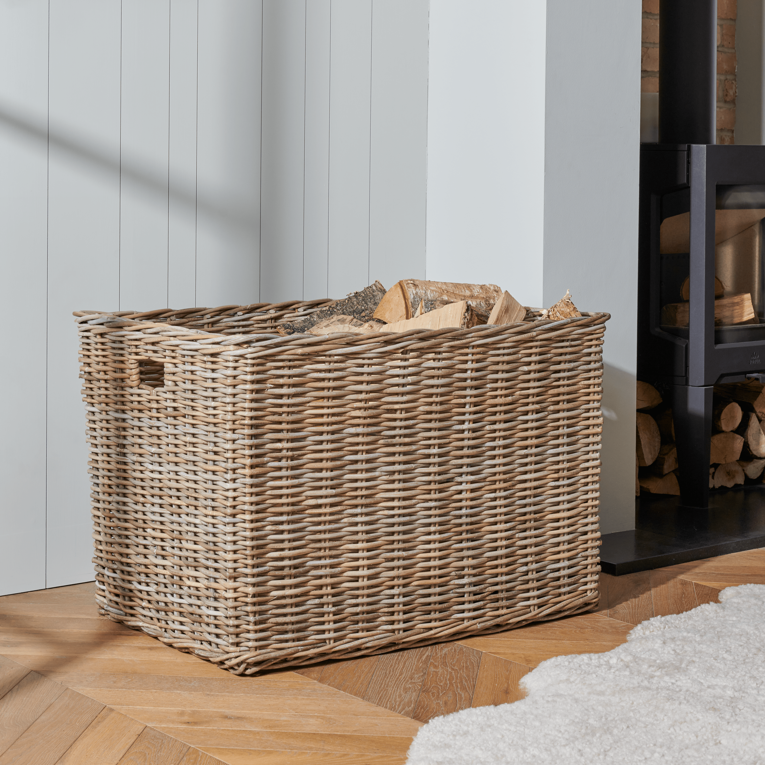 Neptune Baskets Large Somerton Rectangular Log Basket