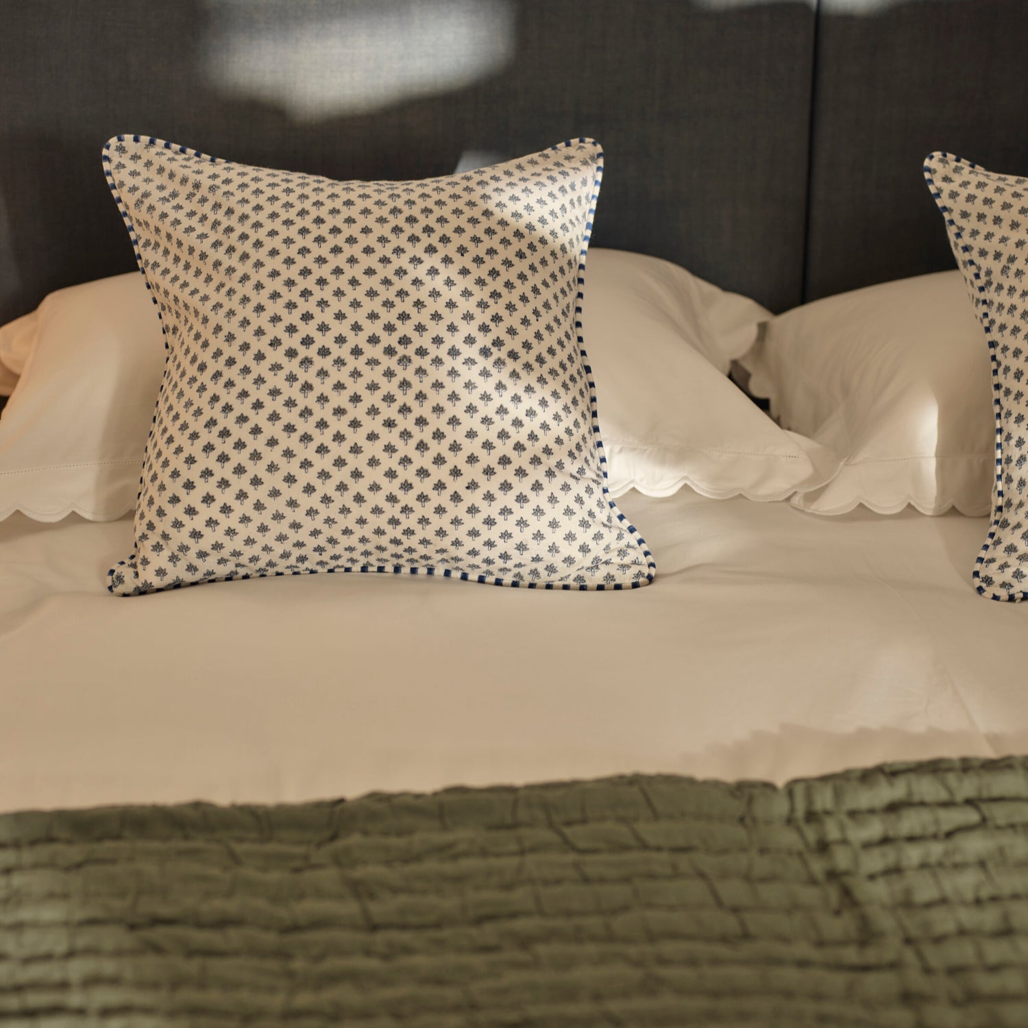 Neptune Cushions Eve Square Printed Scatter Cushion, Navy