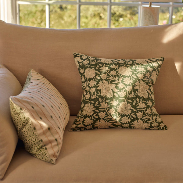 Neptune Cushions Frida Embroidered Bolster Cushion, Green